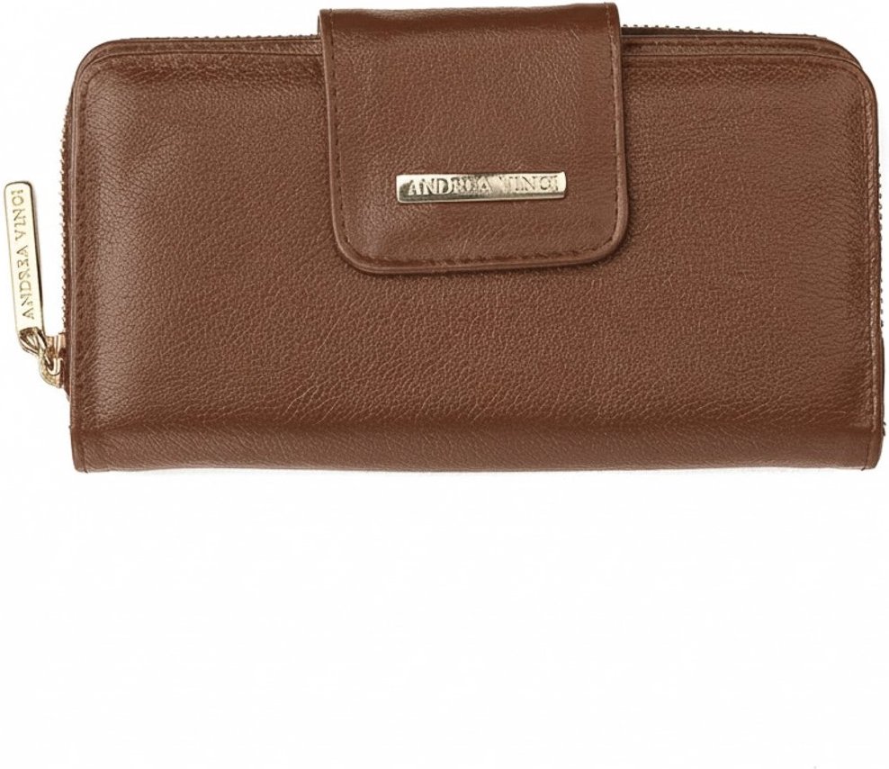 Imagem principal Carteira feminina de couro liso Cindy 9,5x19cm - Whisky Andrea Vinci vermelho Andrea Vinci vermelho