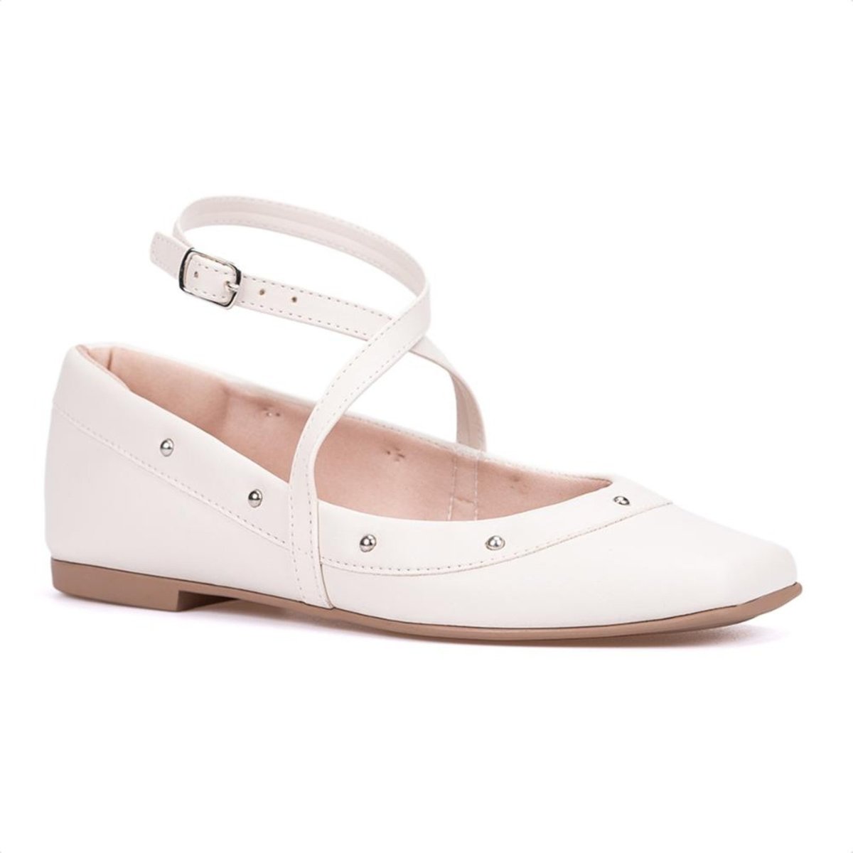Imagem principal Sapatilha Feminina Off White Tiras Cruzadas Tachas Metálicas off-white white off-white white