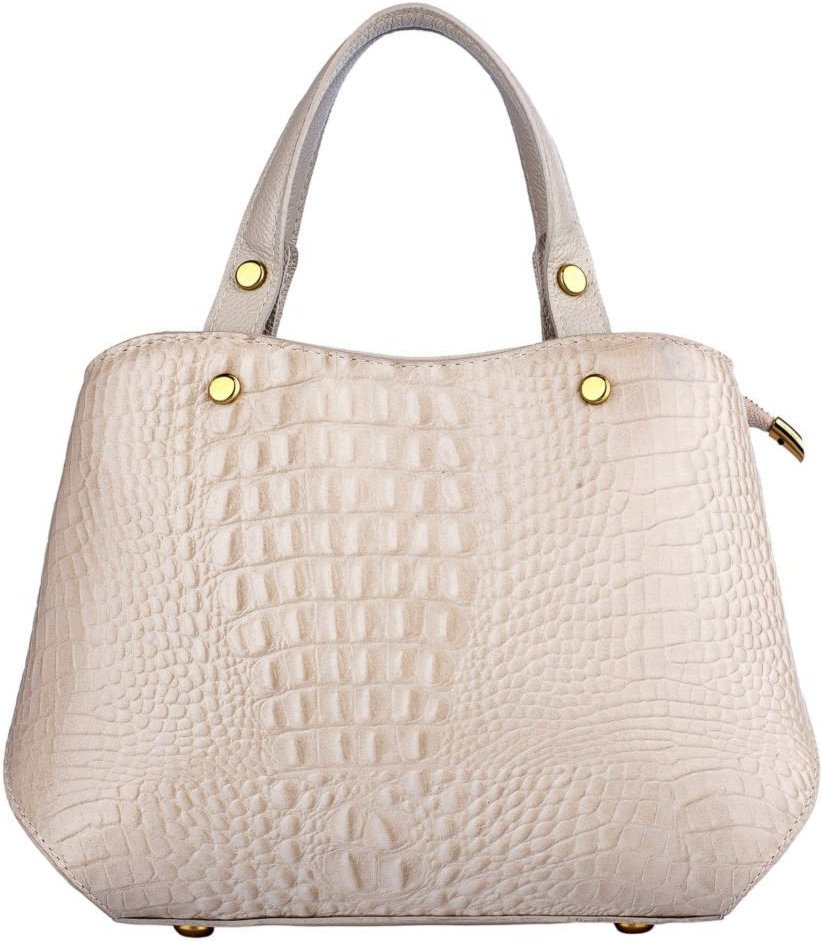 Imagem principal Bolsa baú pequena de couro croco Megan - Marfim Andrea Vinci café Andrea Vinci café