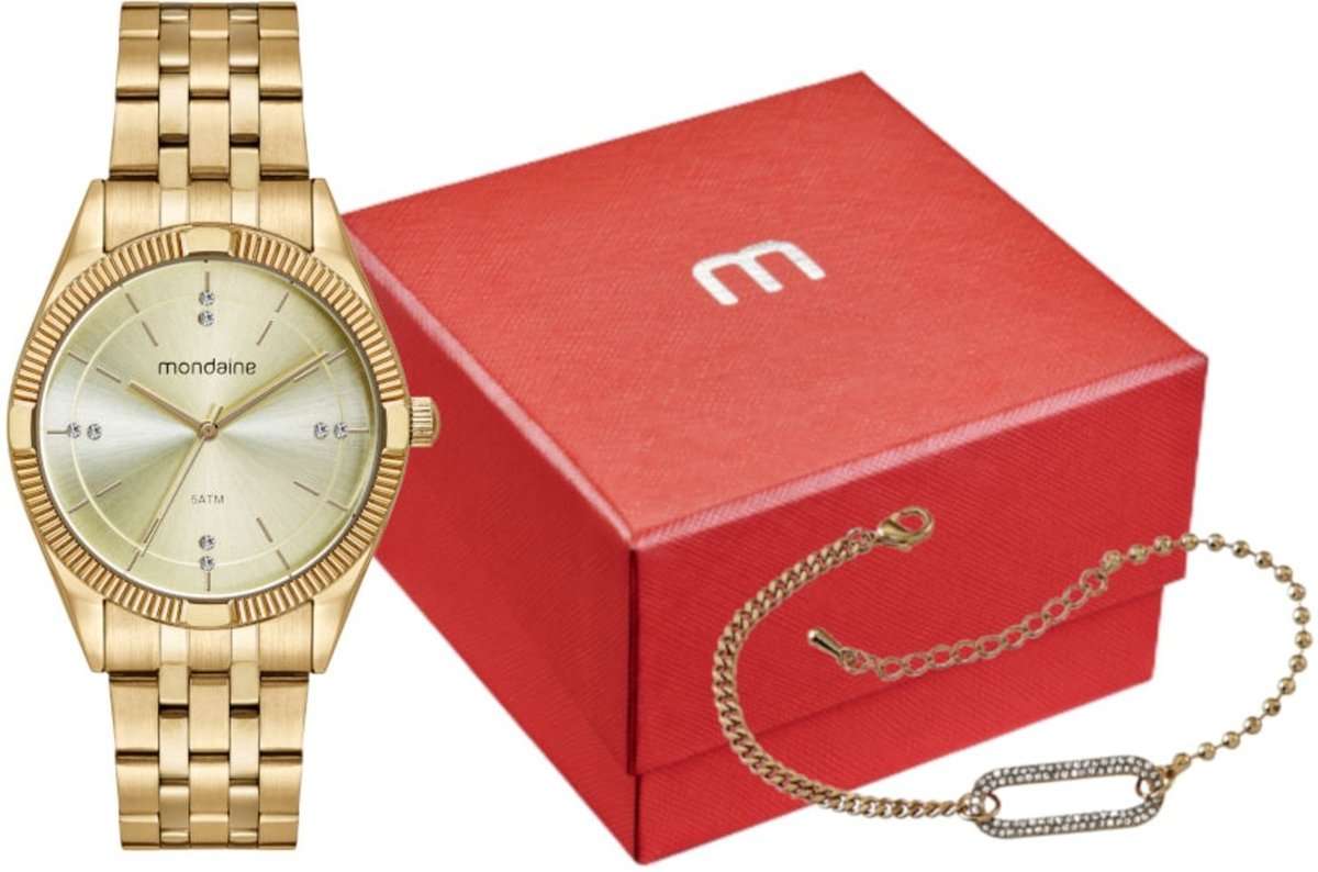 Kit Relógio Feminino Com Pulseira de Corrente