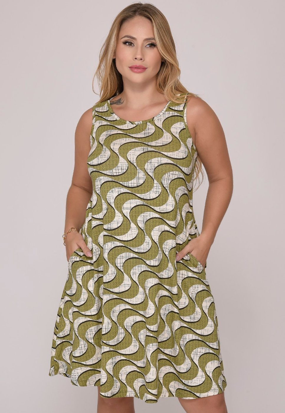 Imagem principal Vestido Curto Trapézio Sem Manga B'Bonnie Sophia laranja B'Bonnie laranja