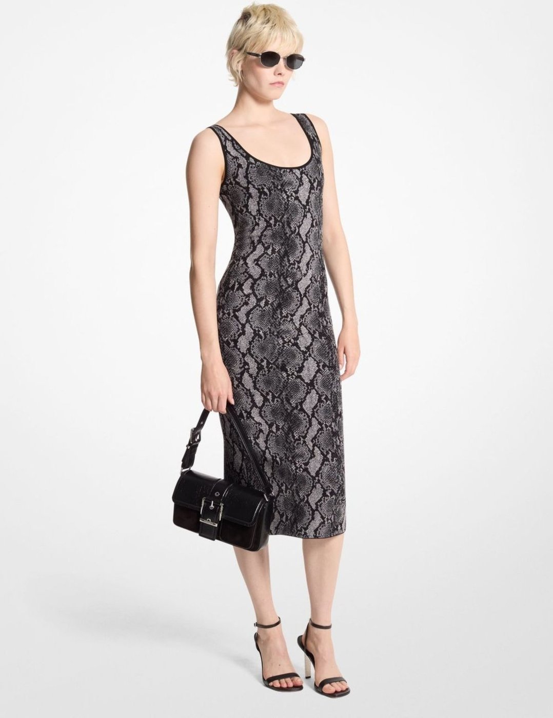 Imagem principal Vestido Midi De Jacquard Mf482kgf58001 Michael Kors preto Michael Kors preto
