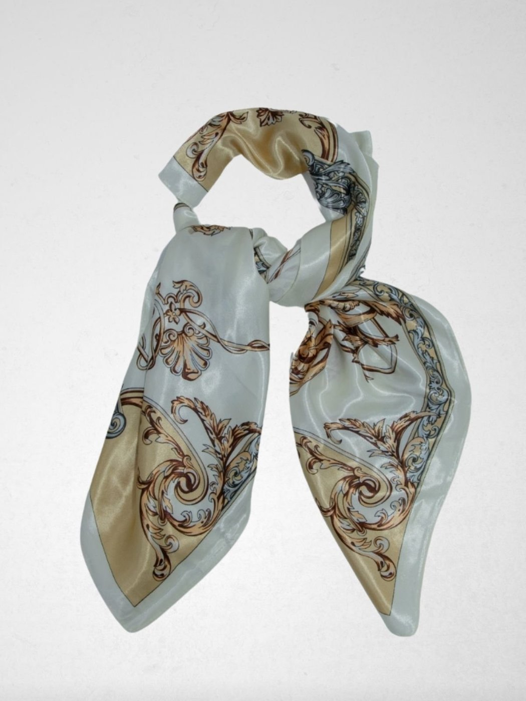 Lenço Via Lessa Milazzo Acetinado Estampa Arabesco Off White