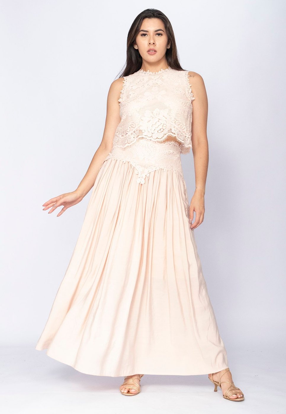 Conjunto Amazonia Vital de Saia e Croped Essência da Mata Renda Concha