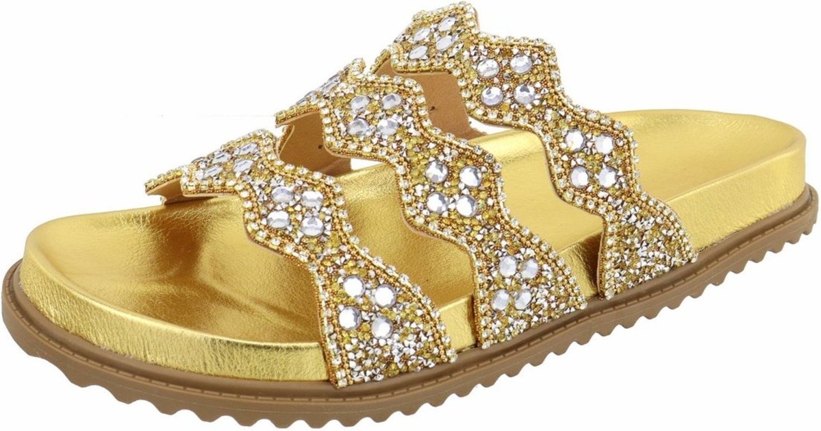 Imagem principal Papete Rasteira Feminina Paula B Em Pedraria Feita A Mão Com Tiras Onduladas Em Aplicações De Brilhos Strass Miçangas E Fivela Pamilha Confort preto PAULA B preto