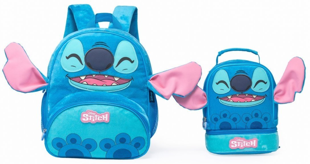 Infantil - Kit Mochila Lancheira Pelucia Escolar Stitch