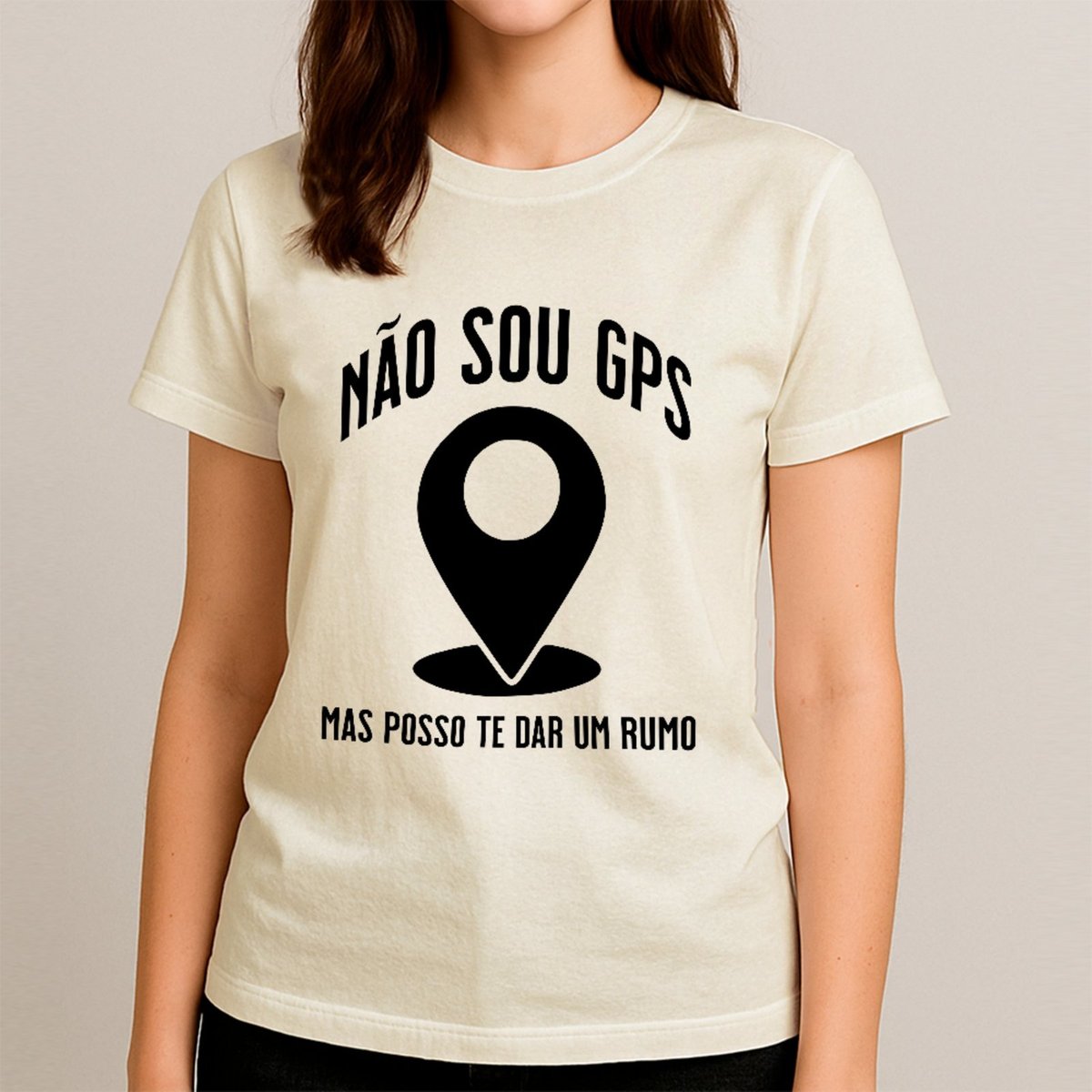 Imagem principal Camiseta Ousy Básica Humor De Carnaval Não Sou GPS Frase Divertida Unissex Off White off-white white ousy off-white white