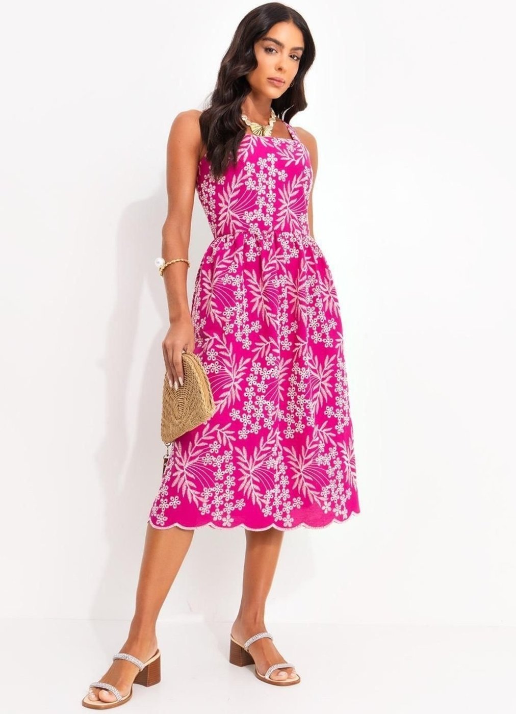 Imagem principal Vestido Tecido Laise Bordado Quintess rosa Quintess rosa