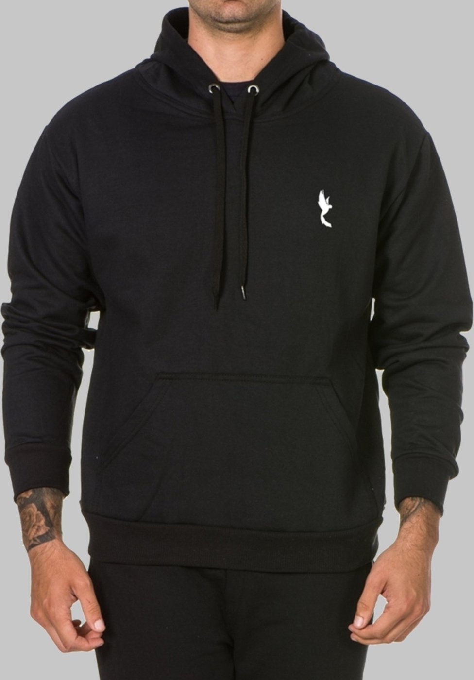 Blusa Moletom Inverno Polo Blu Com Capuz e Bolso Canguru Preto