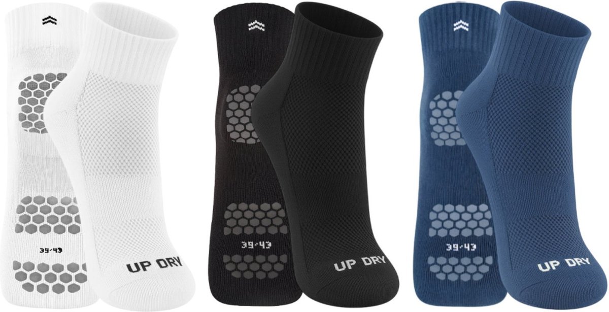 Kit 3 Pares de Meia Up Dry Antiderrapante Hidroginástica Yoga Pilates Respirável Sola Emborrachada