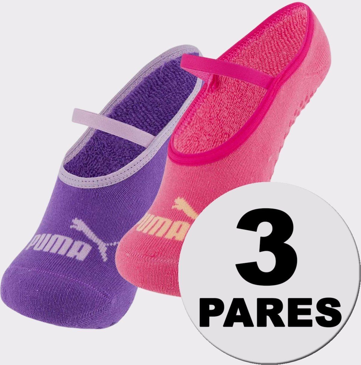 Kit Meia Puma Pilates Feminina 2 pares Roxa e