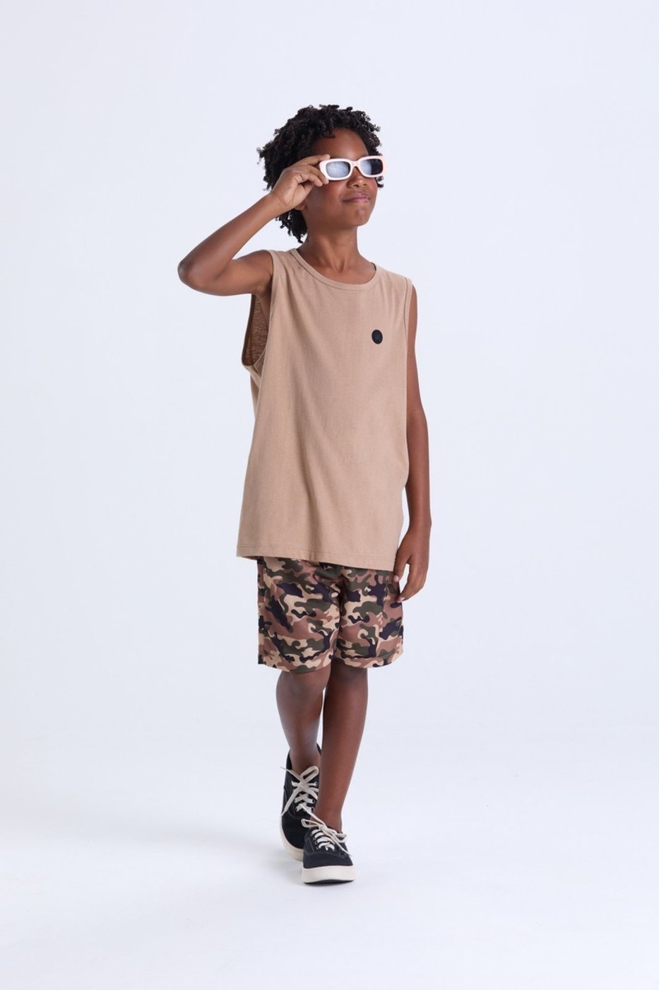 Imagem principal Infantil - Conjunto de Verão Regata e Bermuda Camuflada VIDA COSTEIRA branco VIDA COSTEIRA branco