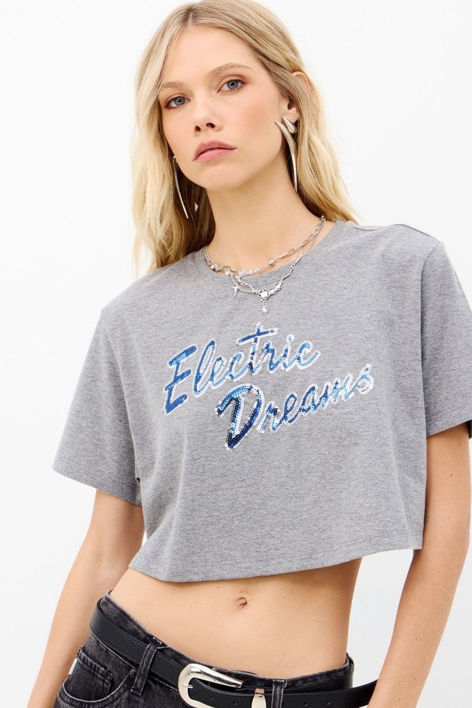 Imagem principal T-Shirt Eletric Dreams Feminina Inblanche cinza Inblanche cinza