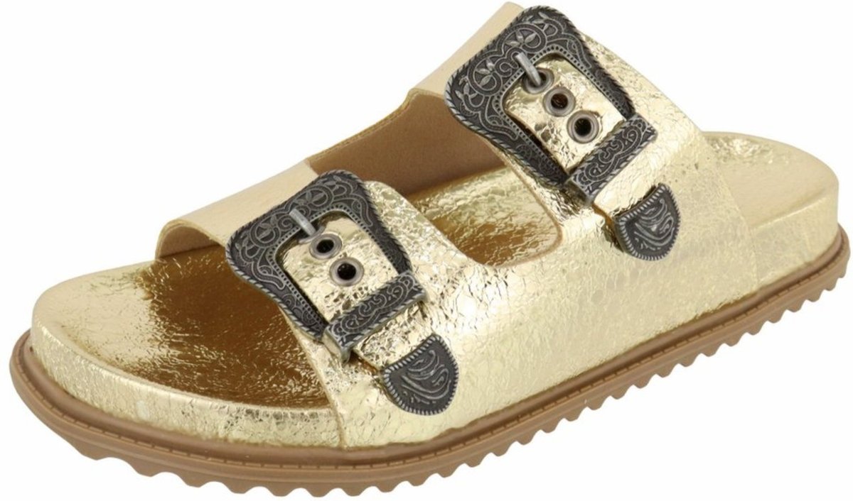 Imagem principal Papete Rasteira Feminina Paula B Com Fivela Estilo Retro Palmilha Confort dourado PAULA B dourado