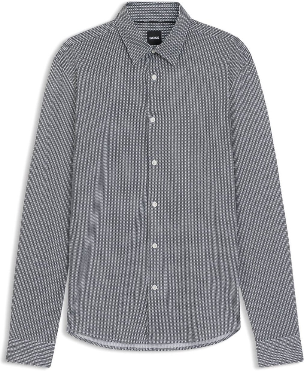 Imagem principal Camisa Slim Fit Em Tecido Flexível Com Padrão azul azul