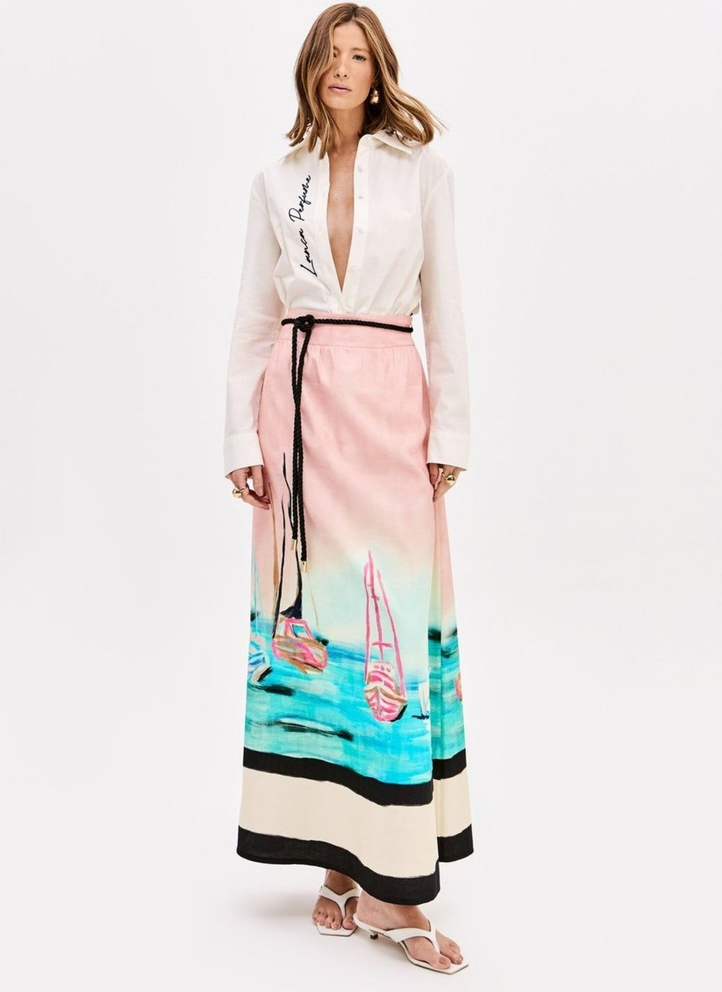 Saia Super Midi Evasê Estampada