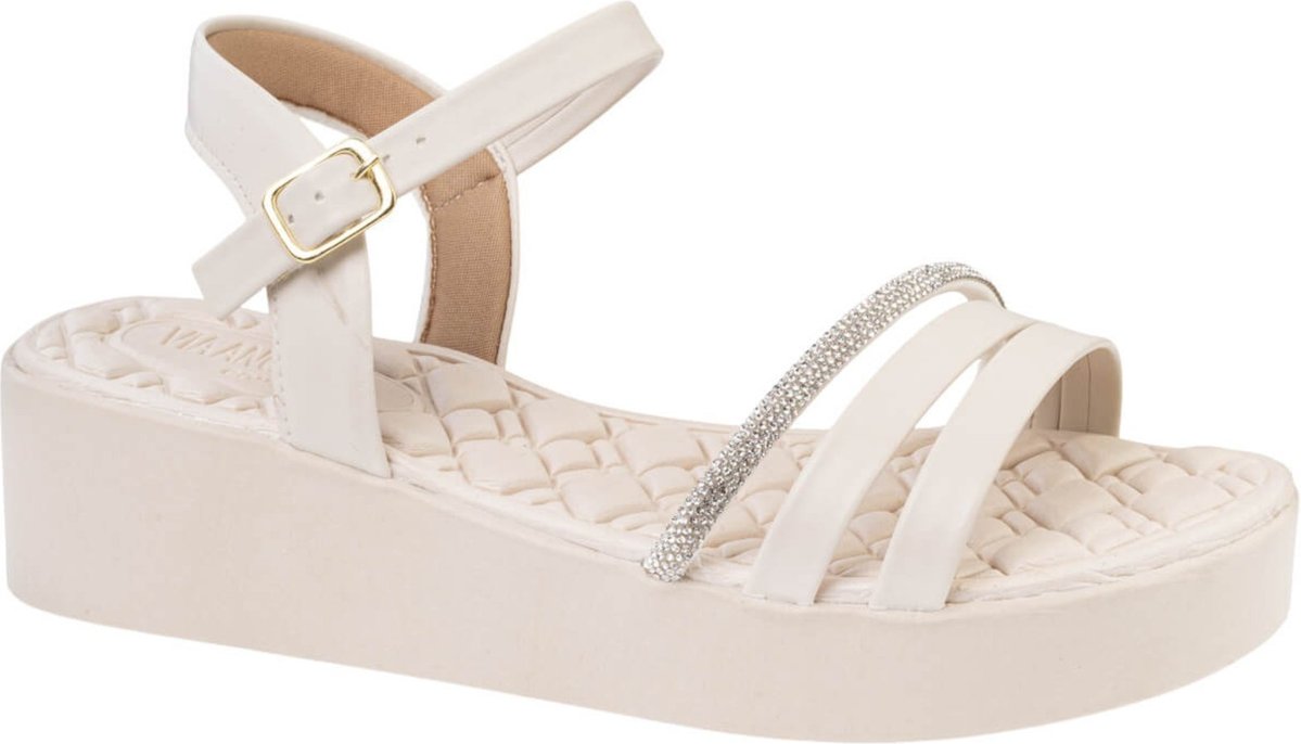 Imagem principal Sandalia Feminina Anabela Ortopédica Anatômica Strass Confortavel Via Angel 8501 Off White off-white white VIA ANGEL off-white white