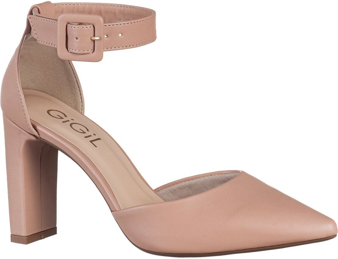 Imagem principal Scarpin Feminina GiGiL Salto Alto Fivela Lateral Traseiro Fechado Bico Fino Clássico Elegante Rosado nude/rosa Gigil nude/rosa