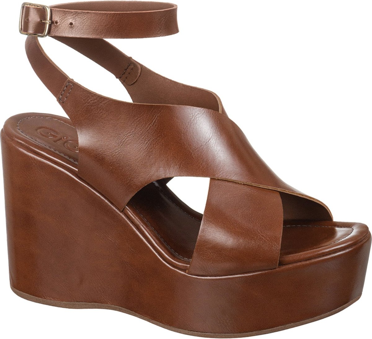 Imagem principal Sandália Feminina GiGiL Salto Alto Plataforma Tiras Largas Cruzadas Estilosa Confortável preto Gigil preto