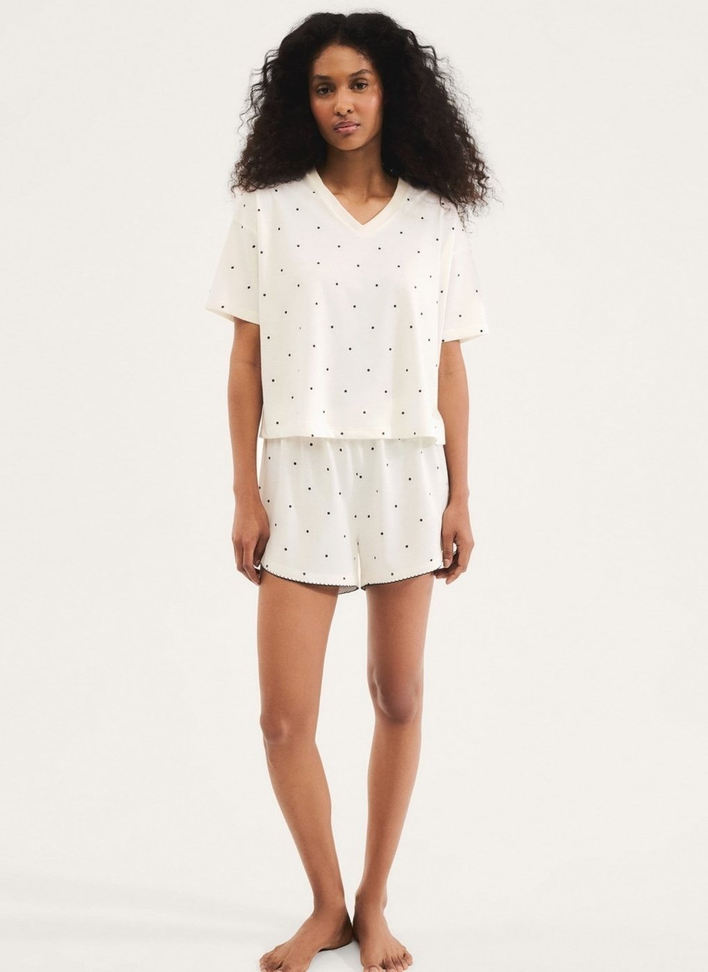 Pijama Curto Feminino Estampado Decote V Hering