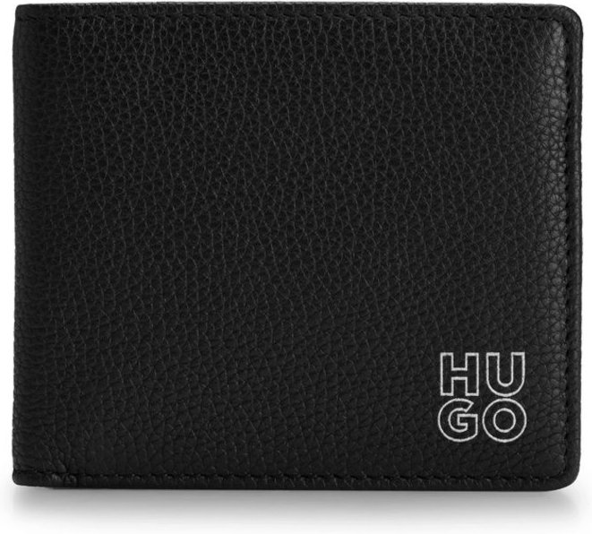 Imagem principal Carteira De Dobra De Couro Granulado Com Logo HUGO preto HUGO preto