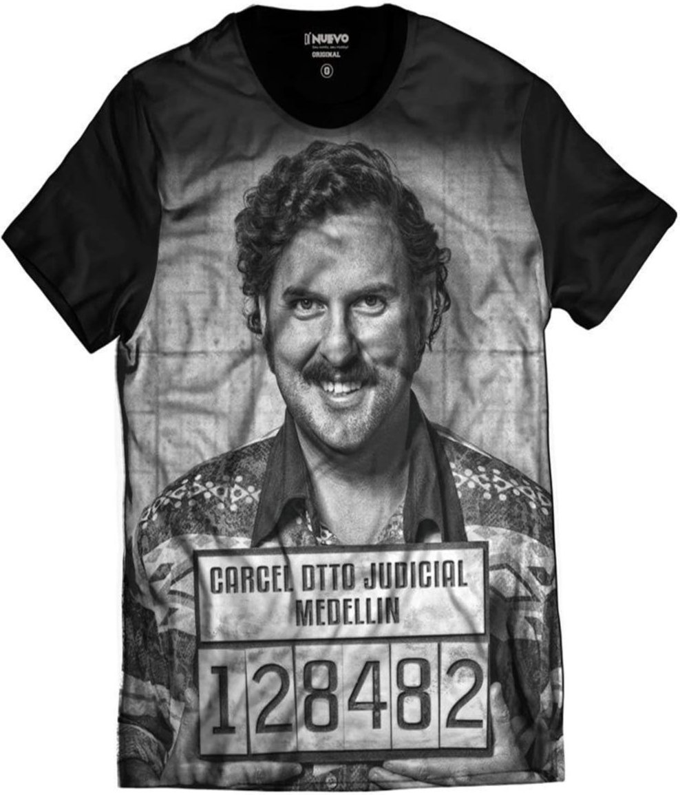 Imagem principal Camiseta Pablo Escobar El Patron Preso Cartel Medelin Masculina Di Nuevo preto Di Nuevo preto