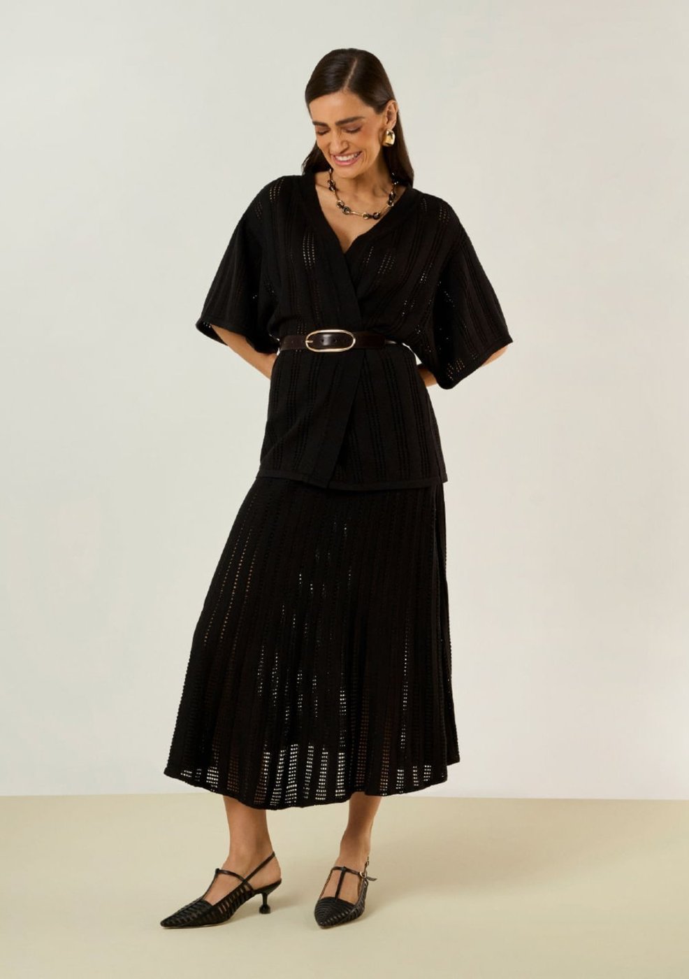 Saia Maria Valentina Evasê Baixa Midi