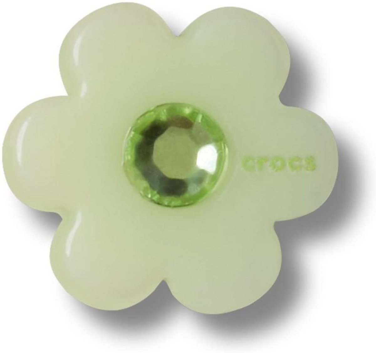 Infantil - Jibbitz™ Flor Verde com Pedra Branco