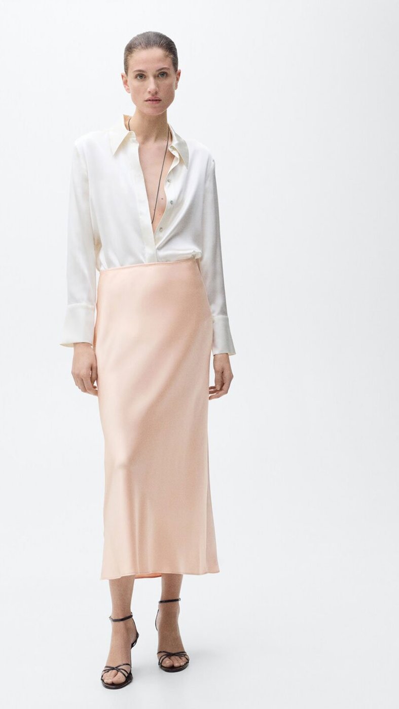 Saia Mango Midi Acetinada