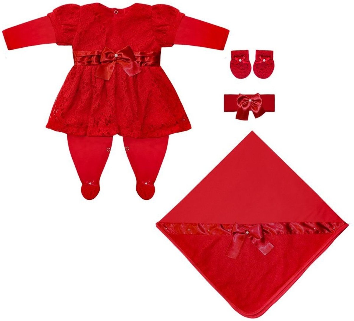 Infantil - Saída Maternidade Proteção Vermelha 4 Peças