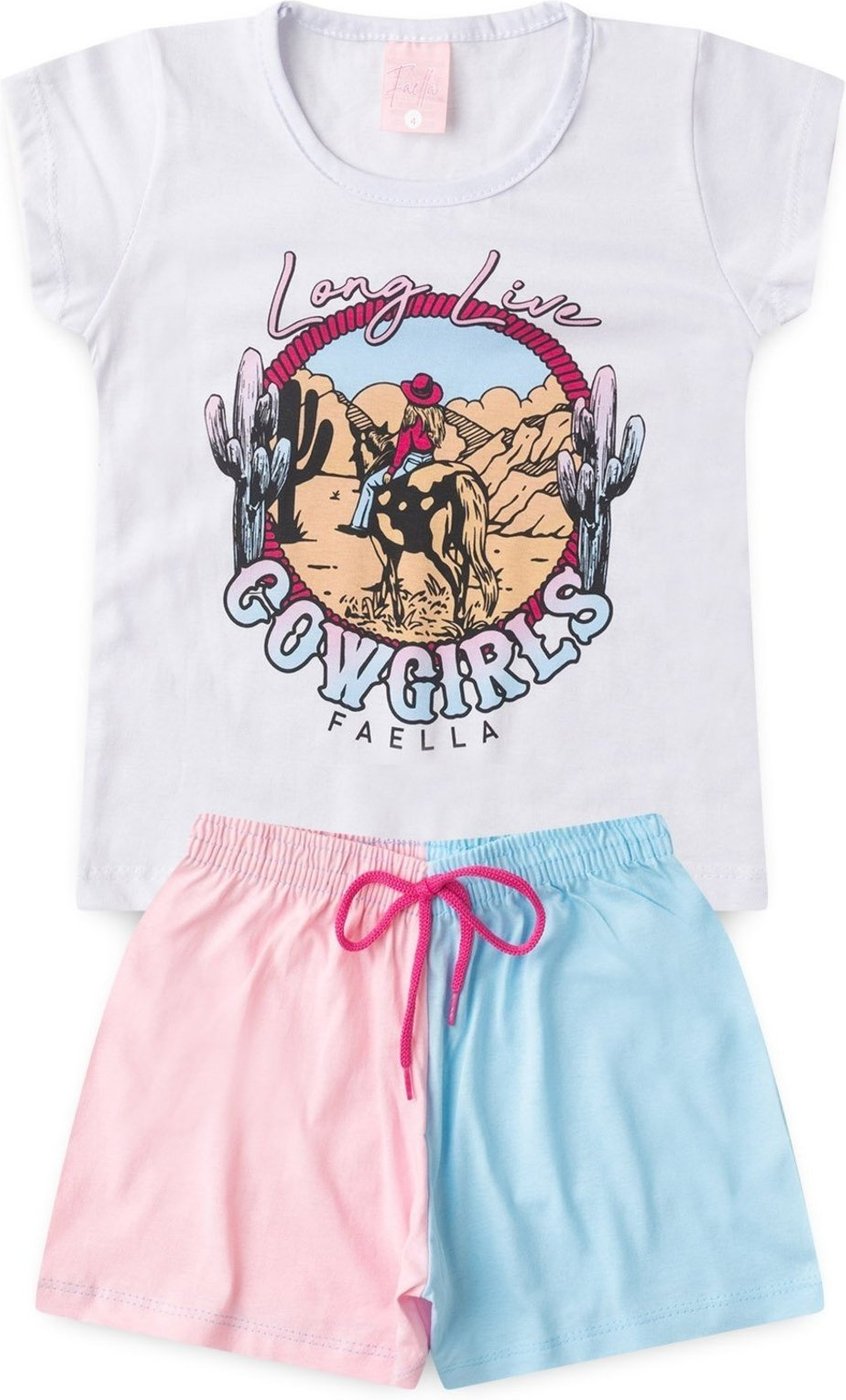 Imagem principal Infantil - Conjunto Verão Feminino Long Live Branco - Mega Mega Kids unico Mega Kids unico