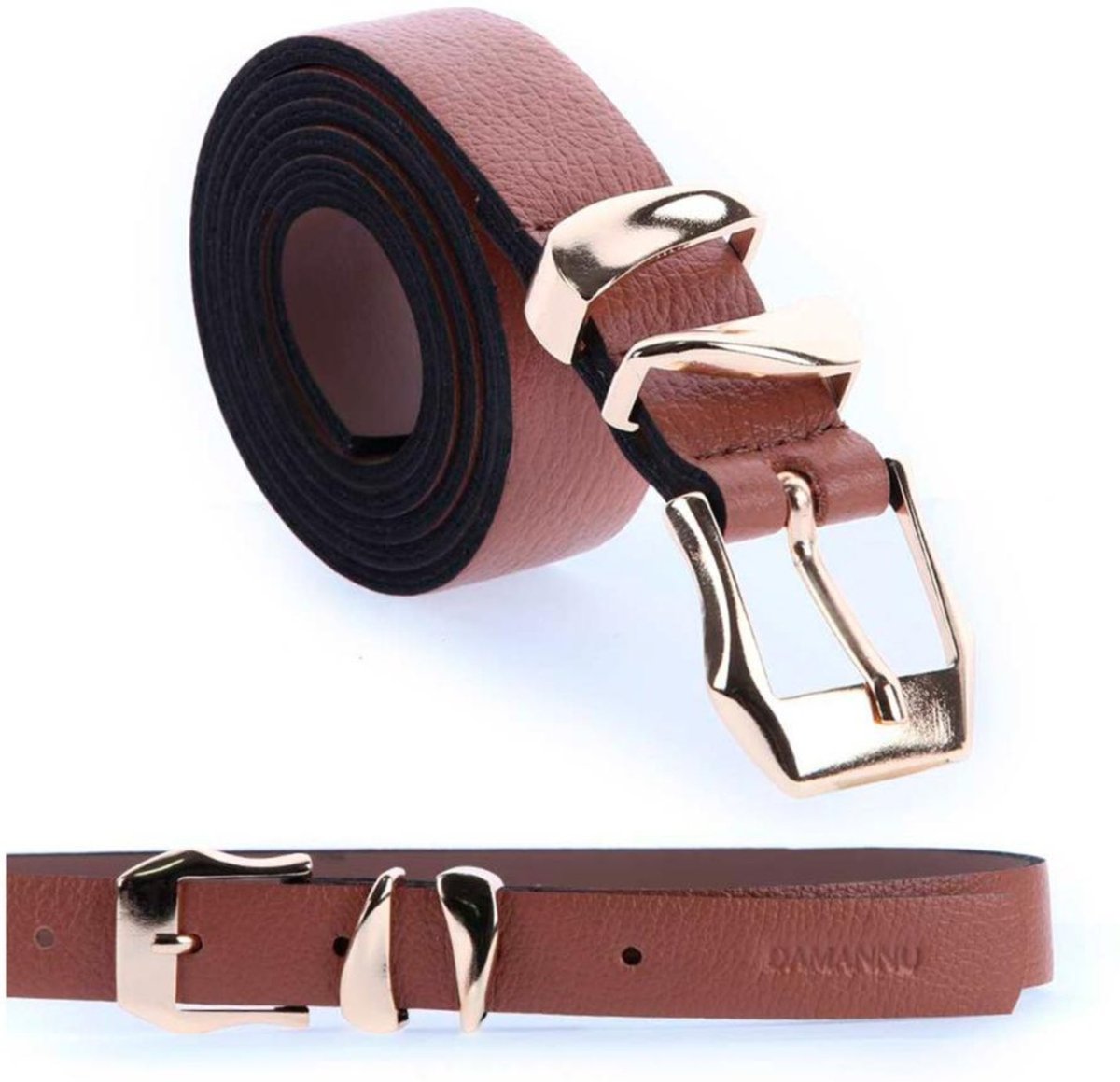 Jessy - Cinto Femino Couro Legítimo Fivela Dourada