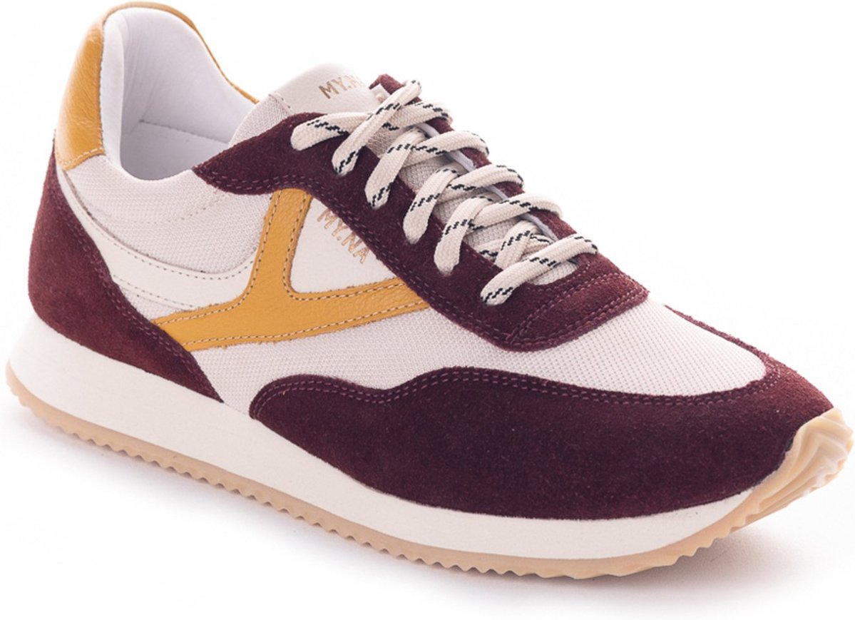 Imagem principal Tênis MY.NA Y9 Couro Legítimo Off White com detalhes em Bordô e Amarelo off-white white MY.NA off-white white