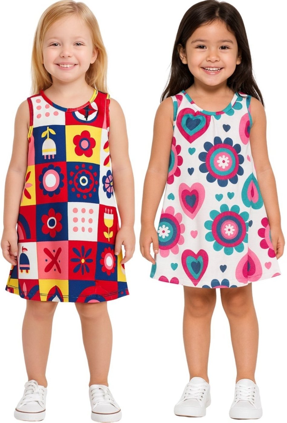 Infantil - Kit Vestido Kyly Regata Floral e Branco