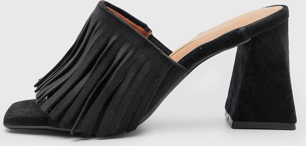 Sandália Feminina Vizzano Franjas Salto Grosso Preta