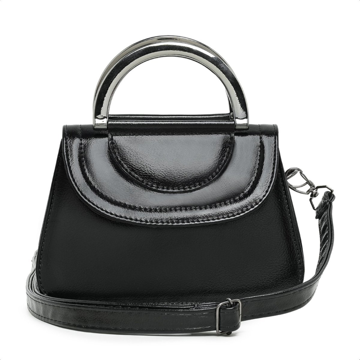 Bolsa Feminina Clutch Preta Pequena Alça De Mão E Ombro Removível