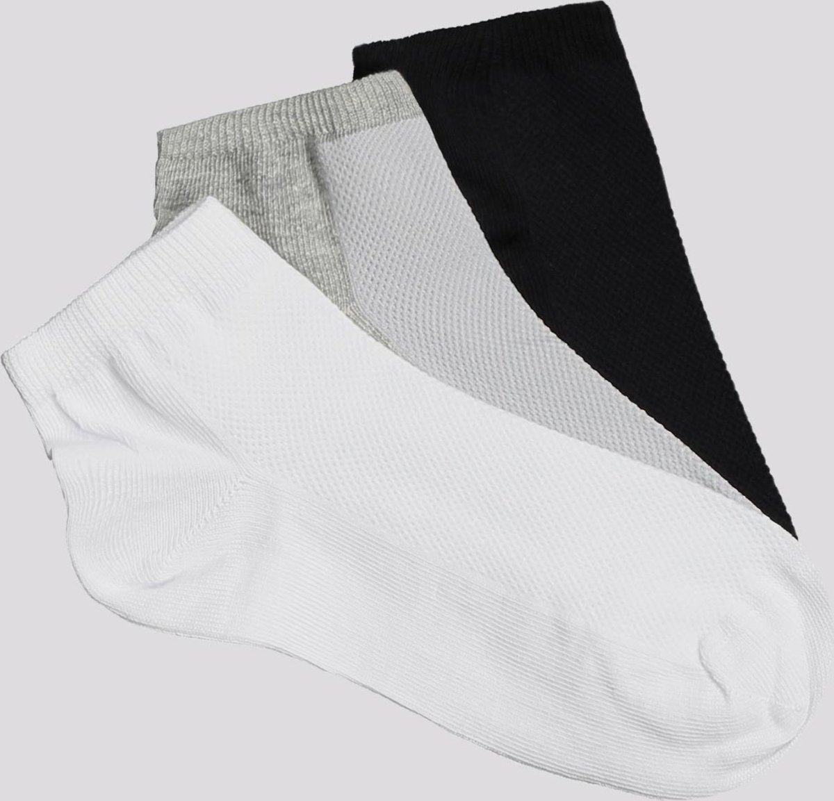 Kit Meia Selene 3 Pares Cano Curto Feminino Branca Cinza e Preta