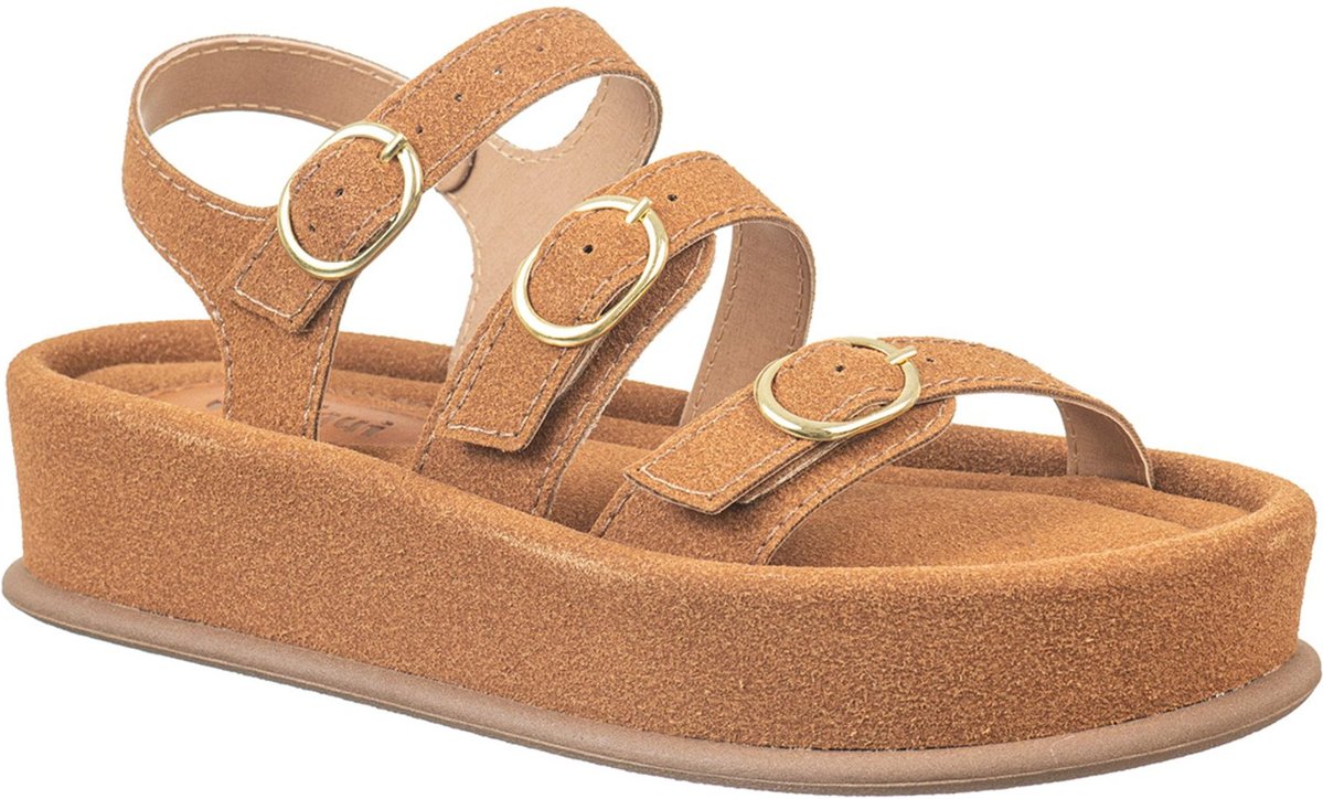 Sandália Feminina Anabela Papete Flatform C/ Fivela Via Birigui