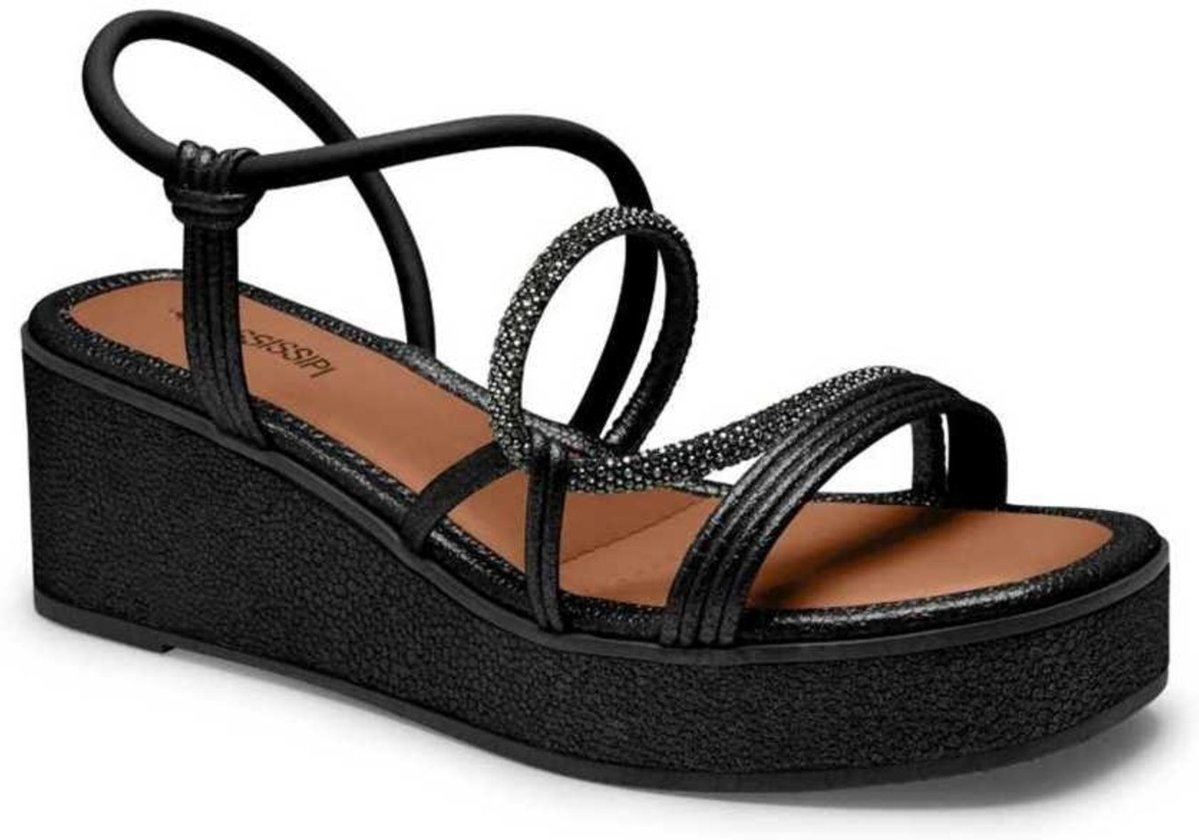 Imagem principal Sandália Feminina Mississipi Plataforma Tiras Brilhantes preto MISSISSIPI preto