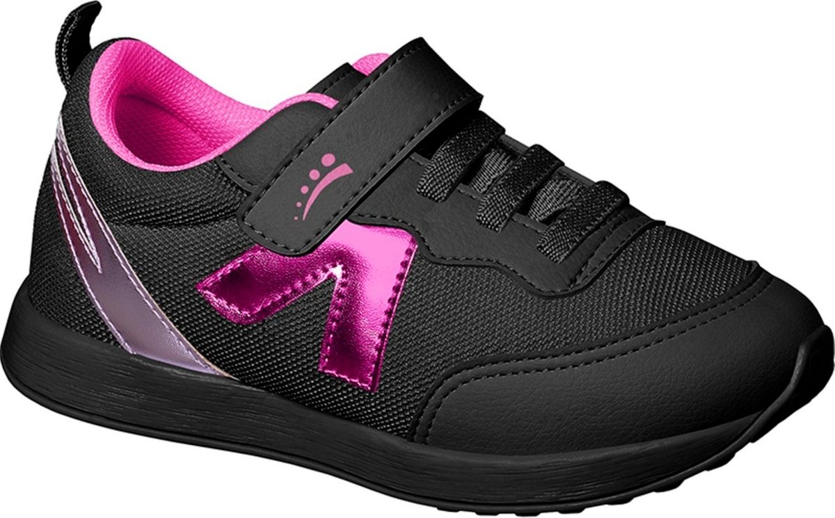 Imagem principal Infantil - Tênis Ortopasso Jogging Menina Feminino Estilo V Preto/Pink Elástico Calce Fácil rosa pink Ortopasso rosa pink