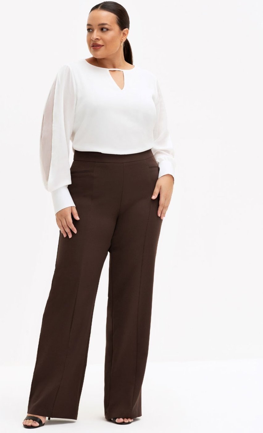 Calça Wide Leg de Alfaiataria Plus Size Cibele