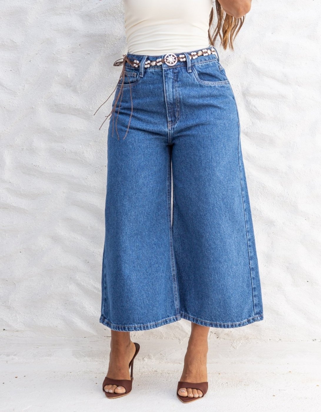 Calça Feminina Pantacourt Pantalona Cintura Alta Bolso