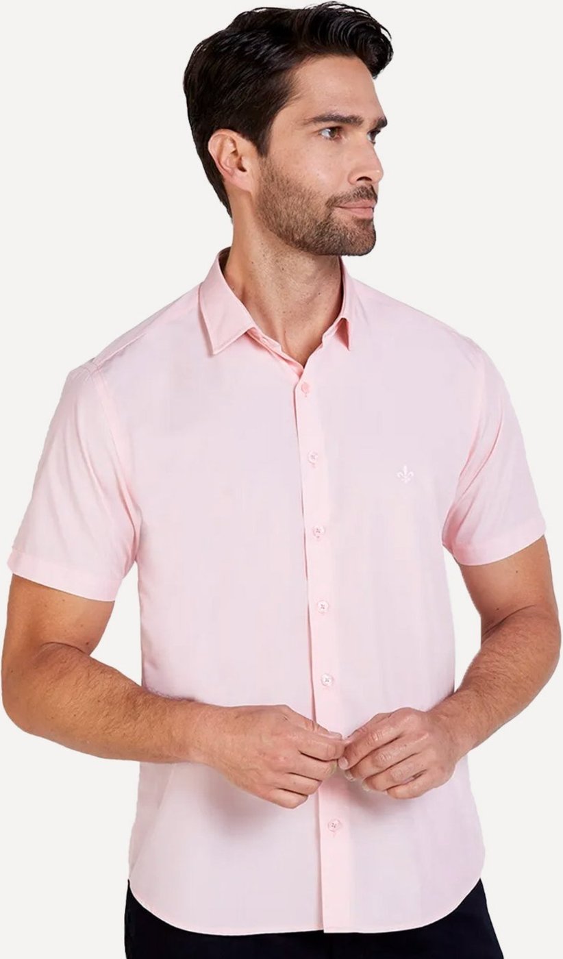 Imagem principal Camisa Dudalina Masculina Manga Curta Slim Wrinkle Free Claro rosa Dudalina rosa