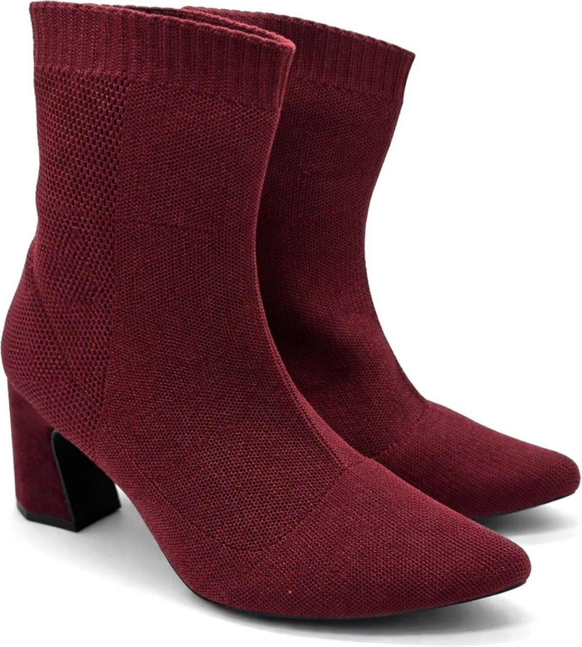 Imagem principal Bota Meia Feminina Cano Curto Salto Grosso Sete Sales 184000 vinho Sete Sales vinho