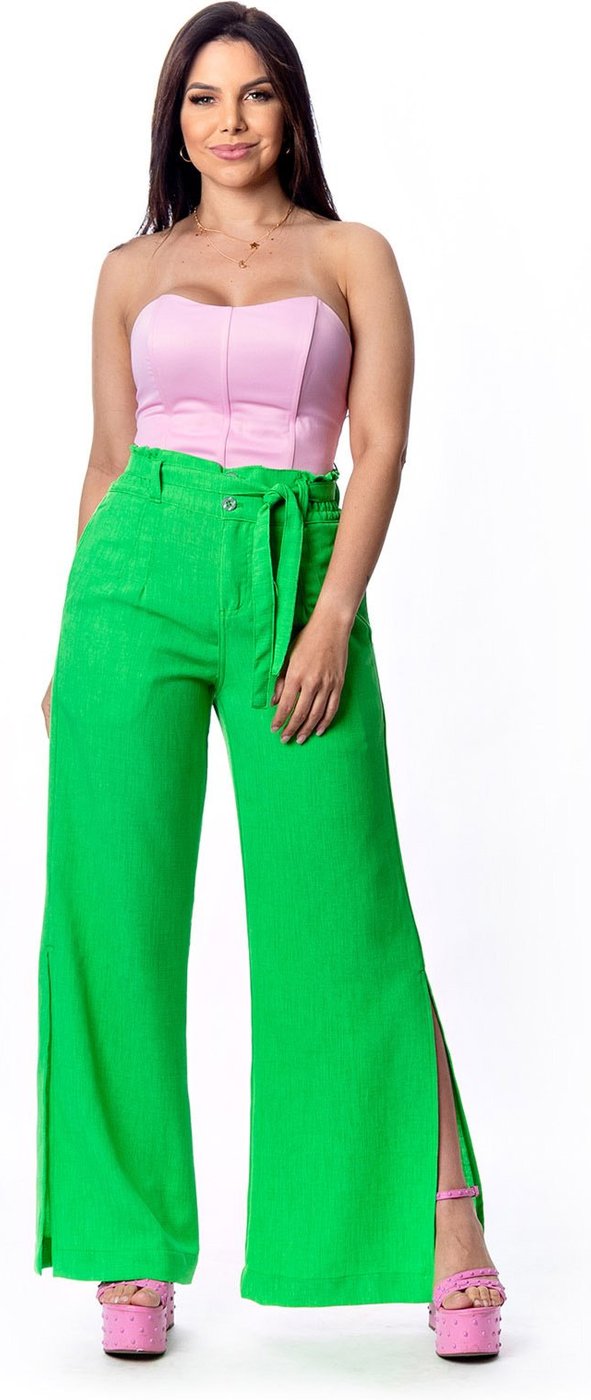 Calça Pantalona Restrito Jeans Social Com Lastex - VERDE