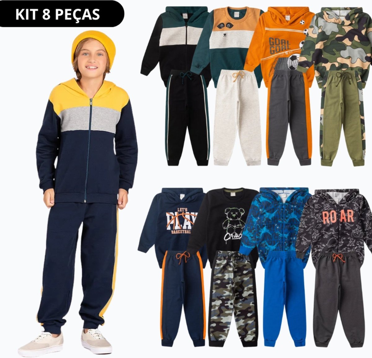 Imagem principal Infantil - Kit Sortido 8 Peças de Roupas Infantis Menino Inverno - 4 Conjuntos Molekada multicolorido Molekada multicolorido