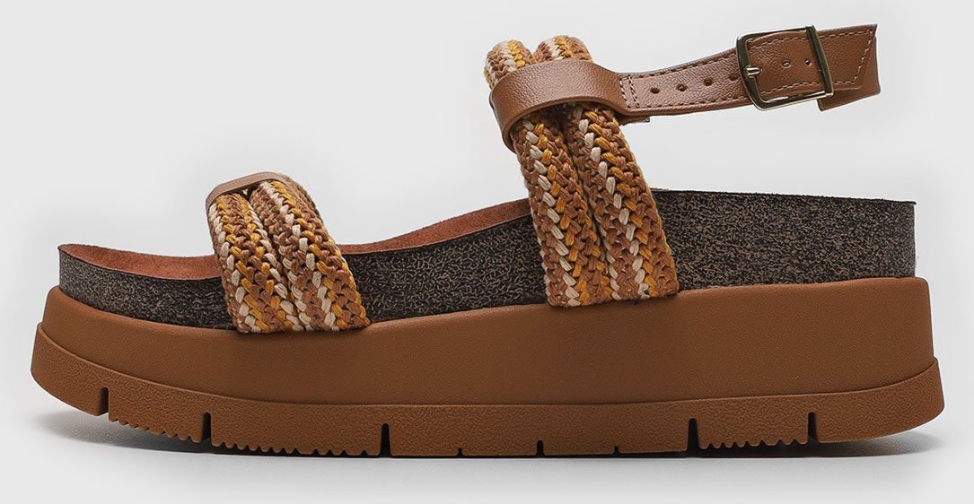 Sandália Anabela Moleca Tiras Trançadas