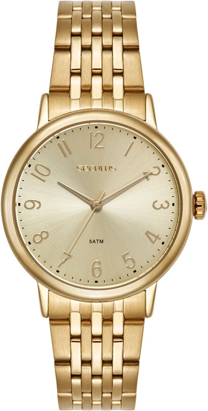 Relógio Masculino Seculus Aço Numeração Completa