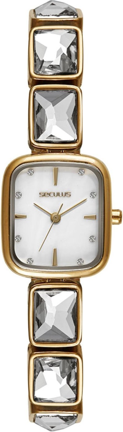 Relógio Feminino Seculus Retangular Madre perola