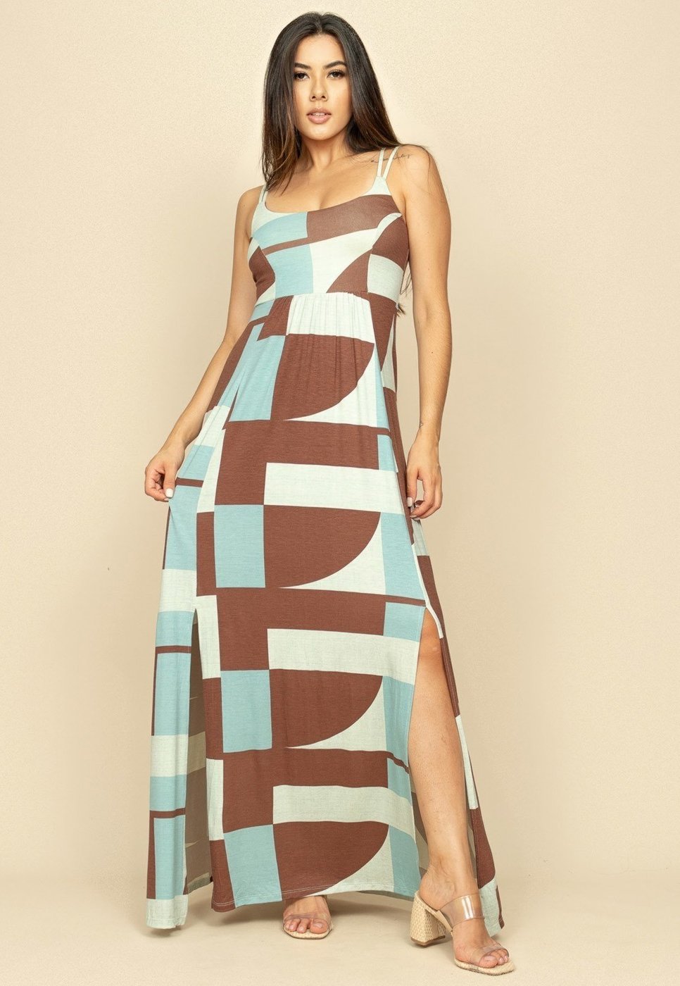 Vestido Longo Jambo Malha Aberturas Estampa Santa Rosa do Tocantins